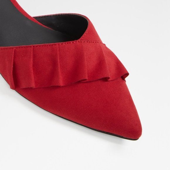 Aldo Red Ruffle Slingback Pointed Toe Flats, sz 6 - Picture 3 of 9